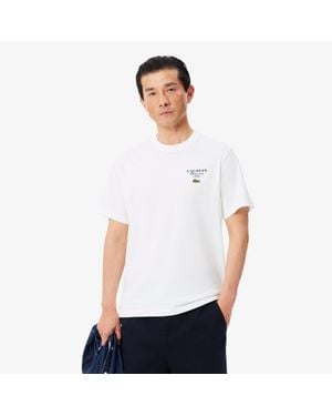 Lacoste Embroidered Accent Tennis Print Jersey T-Shirt - White