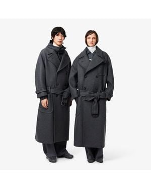 Lacoste Runway Oversized Double Breasted Wool Coat - Black