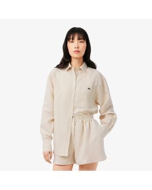 Lacoste Oversized Linen Blend Shirt - Natural