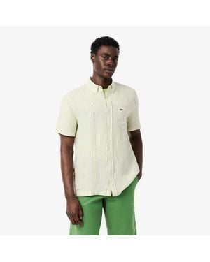 Lacoste Regular Fit Short Sleeve Linen Shirt - Green