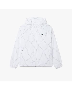 Lacoste Reflective Crocodile Print Tennis Jacket - White