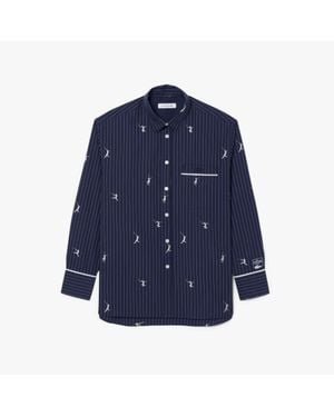 Lacoste Oversized Shirt With Motifs - Blue