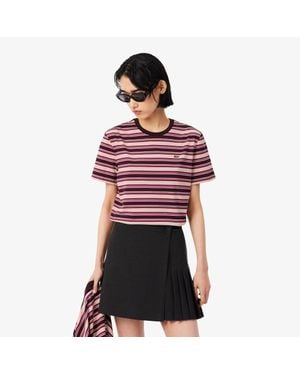 Lacoste Striped Jersey T-Shirt - Red