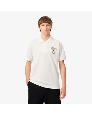 Lacoste Classic Fit Embroidered Petit Piqué Polo Shirt - White