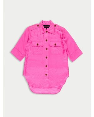 La Fetiche Alice Silk Utility Shirt - Pink