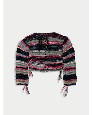 La Fetiche Fleur Hand Knitted Cardigan - Multicolour