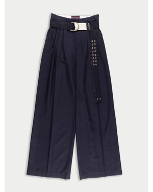 La Fetiche Angie Oversized Wide Leg Pleated Trousers - Blue