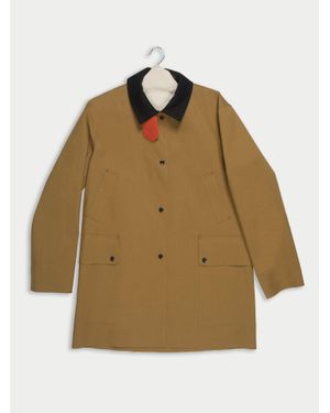 La Fetiche Yoko Traditional Waterproof Cotton Rubber Bonded 3„4 Length Trench Coat, Hand Finished Glued Seams - Natural