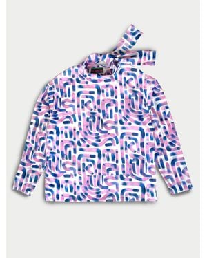 La Fetiche Irene Oversized Lightweight Printed Cotton Voile - Blue