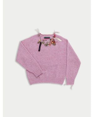 La Fetiche Amy Embellished Crew Neck Jumper - Pink