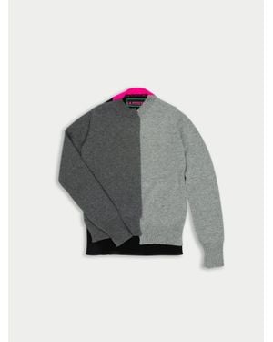 La Fetiche Cathy Hand Framed Patched Jumper With Neon Collar Detail - Grey
