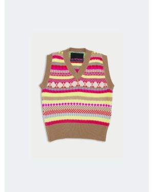 La Fetiche Anais Fairisle V-Neck Jumper Vest - Red