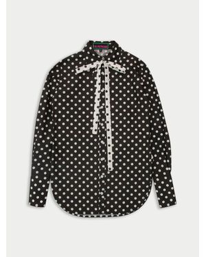 La Fetiche Tasha Dots Poplin And Polka Dot Blouse - Black