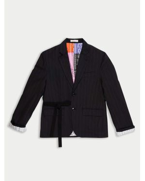 La Fetiche Annie Pinstriped Menswear Tailored Jacket - Blue