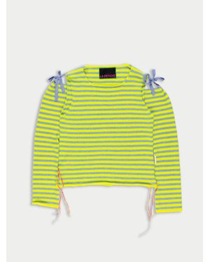 La Fetiche Lightweight Striped Crew Neck Jumper - Yellow