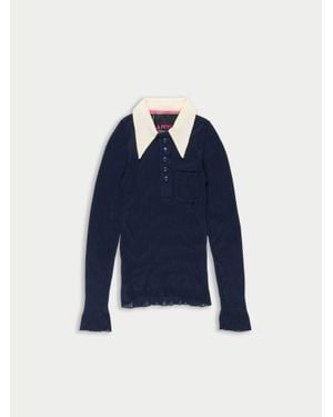 La Fetiche Mick Fine Weight Polo Top - Blue