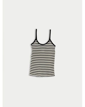 La Fetiche Jade Striped Fine Weight Ribbed Cami Top - White
