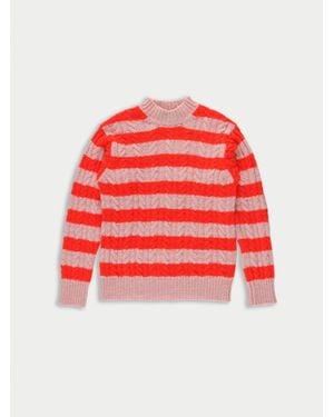 La Fetiche Kurt Striped Cable Jumper - Red