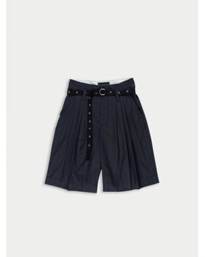 La Fetiche Jack Pinstriped Tailored Shorts - Blue
