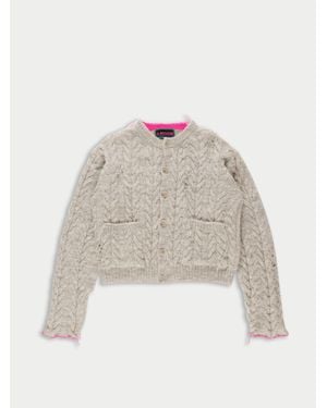 La Fetiche Lisetta Cable Knit Cardigan - Natural