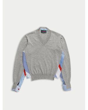 La Fetiche Robbie Menswear V-Neck Jumper - Grey