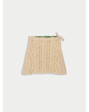 La Fetiche Kat Hand Knitted Cable Mini Skirt - Natural