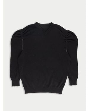 La Fetiche Victor Oversized V-Neck Jumper - Blue