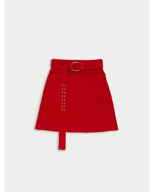 La Fetiche Zouzou Corduroy A-Line Skirt - Red