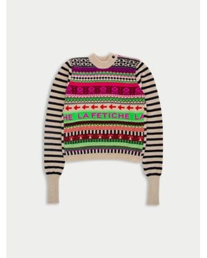 La Fetiche Maya Logo Fairisle Styled Sailor Jumper - Red