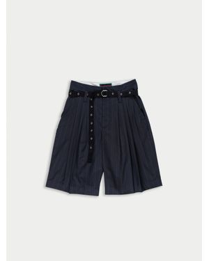 La Fetiche Jack Pinstriped Tailored Shorts - Blue
