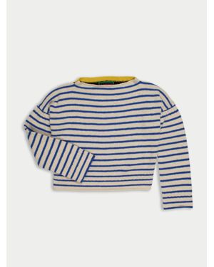La Fetiche Patti Hand-Knitted Striped Guernsey Jumper - Blue