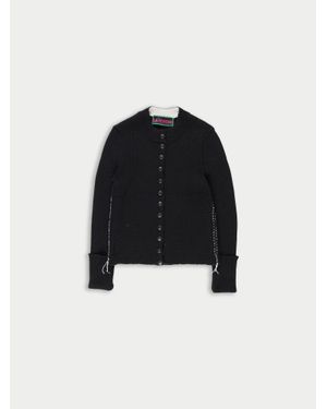 La Fetiche Rosemary Shrunken Fit Long Sleeve Ribbed Cardigan - Black