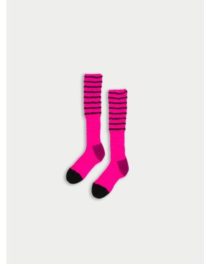 La Fetiche Lyle Hand Knitted Striped Fisherman's Socks - Pink