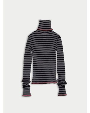 La Fetiche Biba Roll Neck Striped Top - Blue