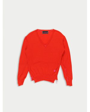 La Fetiche Robbie Irregular V-Neck Jumper - Red