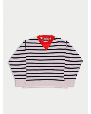 La Fetiche Olga Striped Crew Neck Jumper - Red