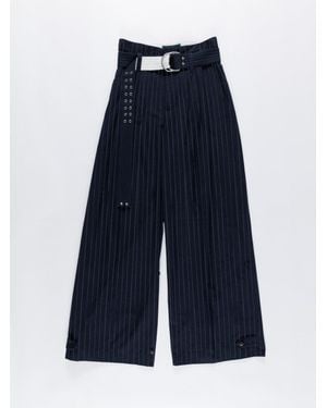 La Fetiche Angie Wide Leg Pleated Trousers - Blue