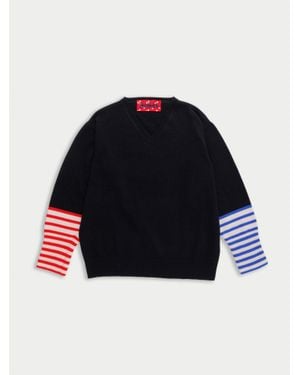 La Fetiche Jean Michel V-Neck Cashmere Jumper - Blue