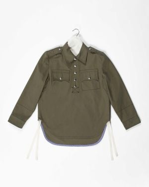 La Fetiche Ali Cotton Panama Workwear Over-Shirt - Green