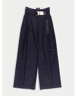 La Fetiche Angie Oversized Wide Leg Pleated Trousers - Blue