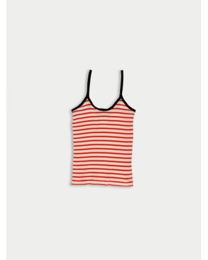 La Fetiche Jade Striped Fine Weight Ribbed Cami Top - Red