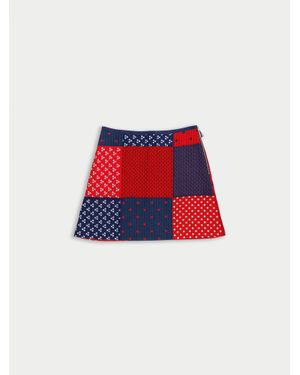 La Fetiche Lison Quilted Patchwork Mini Skirt - Red