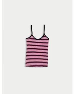 La Fetiche Jade Striped Fine Weight Ribbed Cami Top - Pink