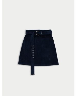 La Fetiche Zouzou Corduroy A-Line Skirt - Blue