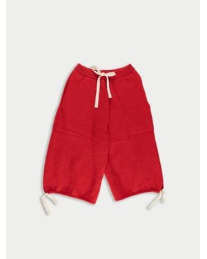 La Fetiche Alistair Oversized Knitted Skate Shorts - Red