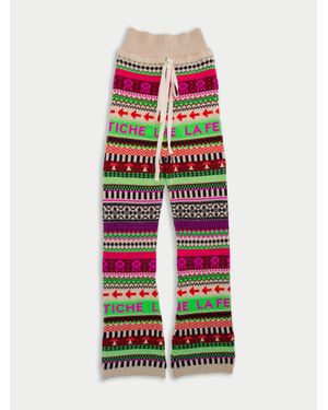 La Fetiche Sky Logo Fairisle Knit Flared Trousers - Multicolour