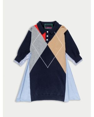 La Fetiche Jisoo Argyle Polo Dress - Blue