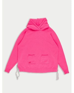 La Fetiche Lacey Knitted Oversized Hoody - Pink