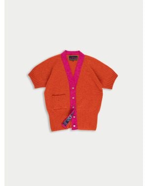 La Fetiche Lux Contrast V-Neck Cardigan - Red