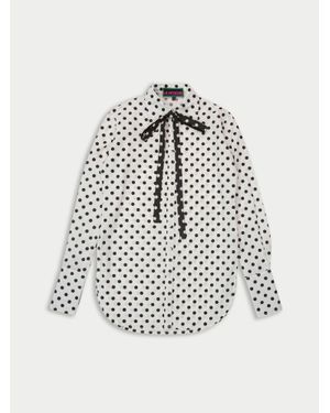 La Fetiche Tasha Dots Poplin And Polka Dot Blouse - White